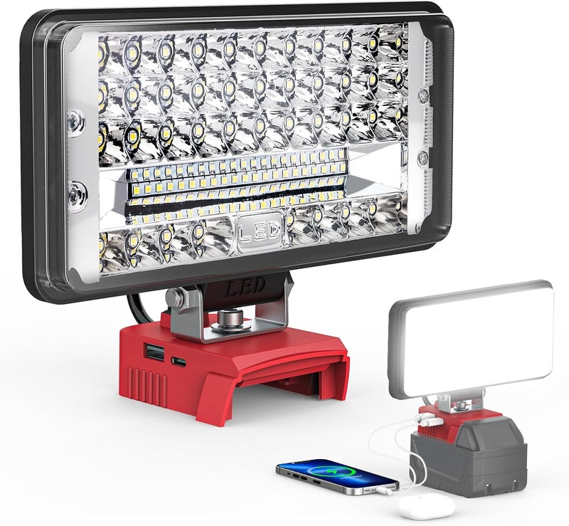 Ecarke LED Work Light Compatible with Milwaukee 18V Battery, 7'' 145W Cordless Work Lights 14500 Lumens of Brightness Battery Light with Low Voltage Protection & Type-C & USB-A Charger Port - Image 1